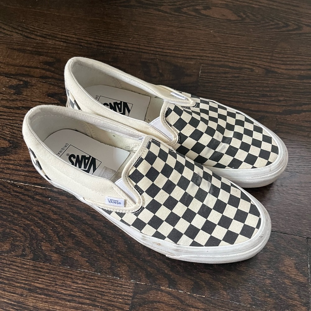 Vans Slip Ons in Black and White Check